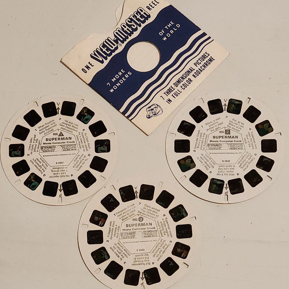 VINTAGE Superman Meets Computer Crook View Master Reels lot of 3 1970